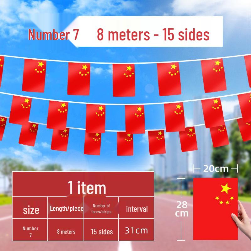Small Five-Star Red Flag Banner for National Day Decoration
