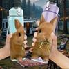 1PC Brown Rabbit Eating Grass Print 750ml Color Plastic Sports Water Bottle Leakproof Flip Straw Lid Suitable for Sports Office Home Use