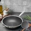 Wang Yuanji Stainless Steel Frying Pan, 32cm Deep, with Lid, Wok, Stir-fry Pan, Honeycomb Structure, Hexagonal Shape, Textured Surface, Non-stick, IH