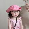 Quick-dry Summer Kid Sunhat Bow Embroidery Children's Fisherman Hat Candy Color Bucket Hat  Kid