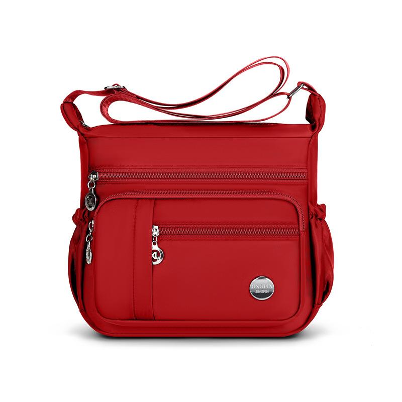 

Женская сумка через плечо, большая вместимость, однотонная ткань Оксфорд, сумка через плечо, многосекционная сумка для хранения one size красный