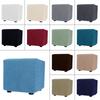 S/M/L Solid Color Jacquard Stretch Ottoman Stool Cover Washable Square Stool Covers All-inclusive Under Desk Footrest Slipcovers