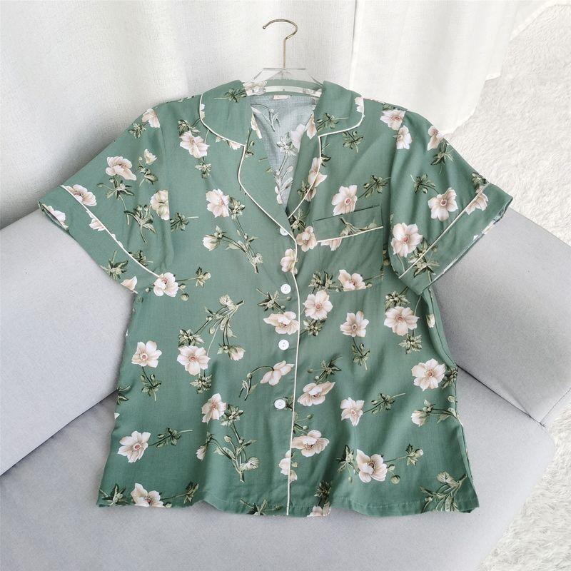 New Arrival Cotton Silk Short Sleeve Shorts Elegant Heather Color Series Pajamas Suit Home Wear Women's Outwear