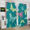 2PCS- Colorful Butterfly - Printed Curtain - Polyester Material - Suitable for Bedroom, Living Room, Study Private Space
