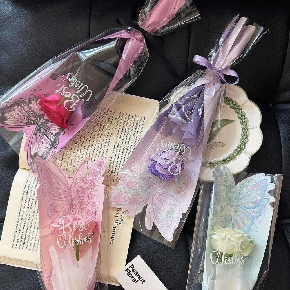 10pcs Butterfly Flower Packaging Bag Waterproof Transparent Flower Wrapping Packa DIY Floral Material Packaging