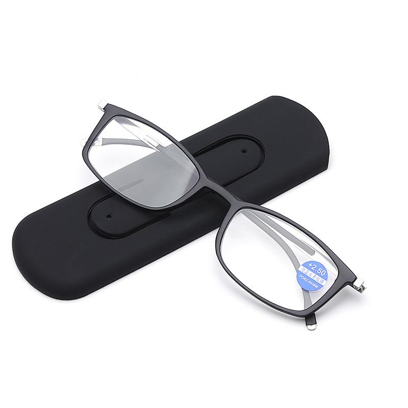 Metal anti-blue reading glasses men and women high definition elderly reading glasses portable mobile phone holder paper reading glasses