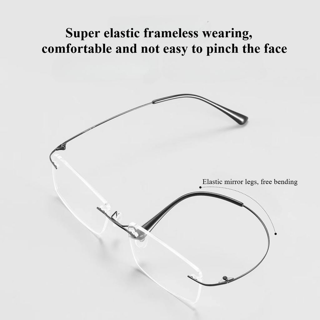 Frameless Cut Edge Reading Glasses Anti Blue Light for Men Middle Aged Elderly Anti Fatigue Glasses