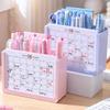 Space-Saving 2027 Desk Calendar Pen holder Plastic 3 Grids Desktop Stationery Organizer October 2026 - December 2027 Durable