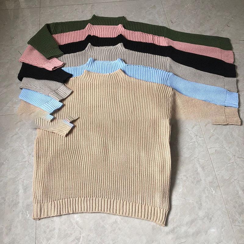 Suéter suelto para mujer, cuello redondo, manga larga, suéteres de color sólido, estilo de moda retro, prendas de punto, hilo grueso, otoño e invierno