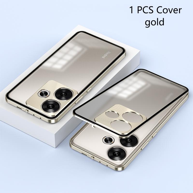 

Противоударный чехол для телефона Poco F6, металлический каркас из алюминиевого сплава + матовая прозрачная акриловая задняя крышка для Xiaomi Redmi Turbo 3 For Redmi Turbo 3 золотой