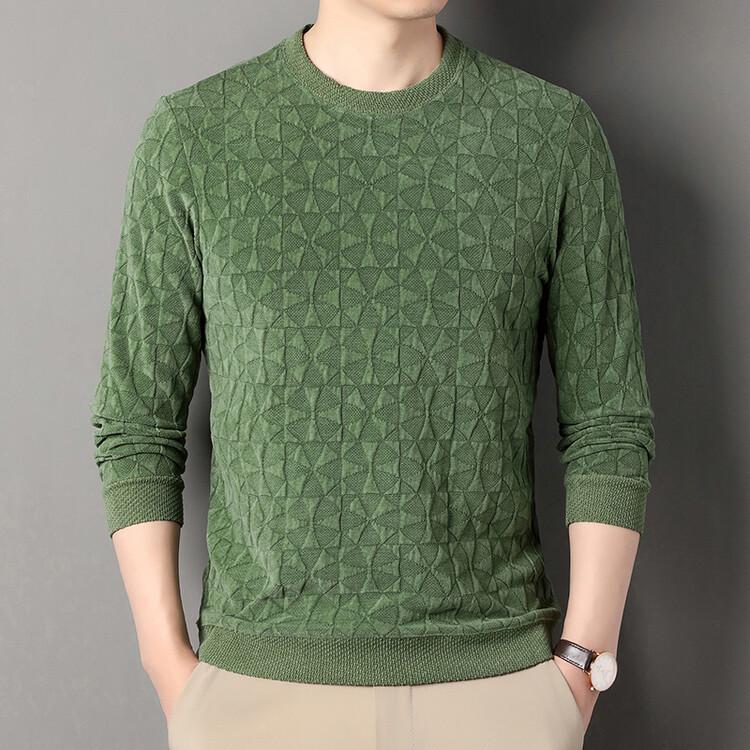Men's Casual Round Neck Knit Sweater - Long Sleeve, Solid Color, Spring/Autumn Pullover Hoodie