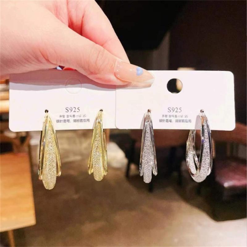 Metallgeflecht Kristall Kreis Ohr Creolen für Damen Mode Ohrringe