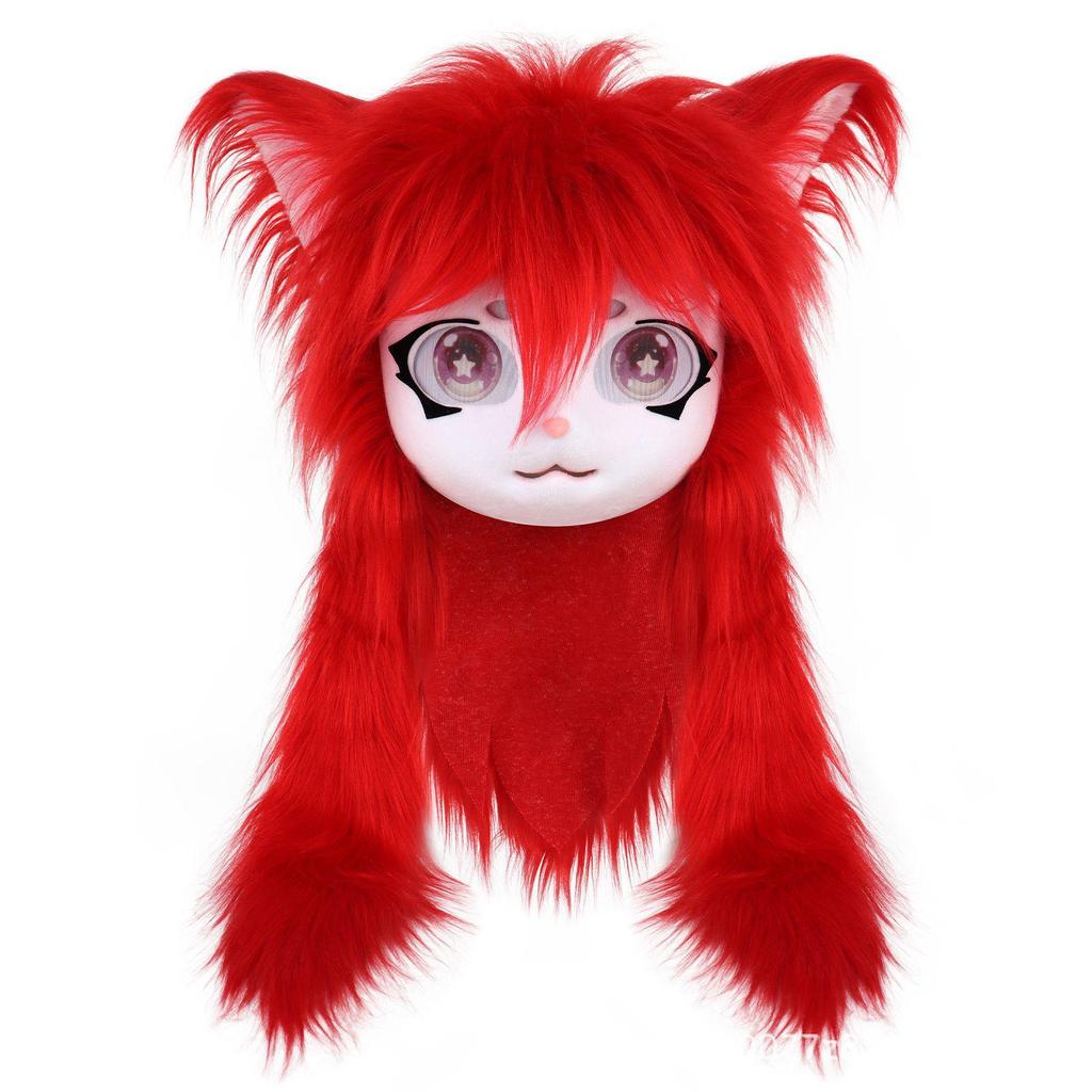 Plush Fursuit Cat Head: Wearable Cute Lolita Cosplay with Ears