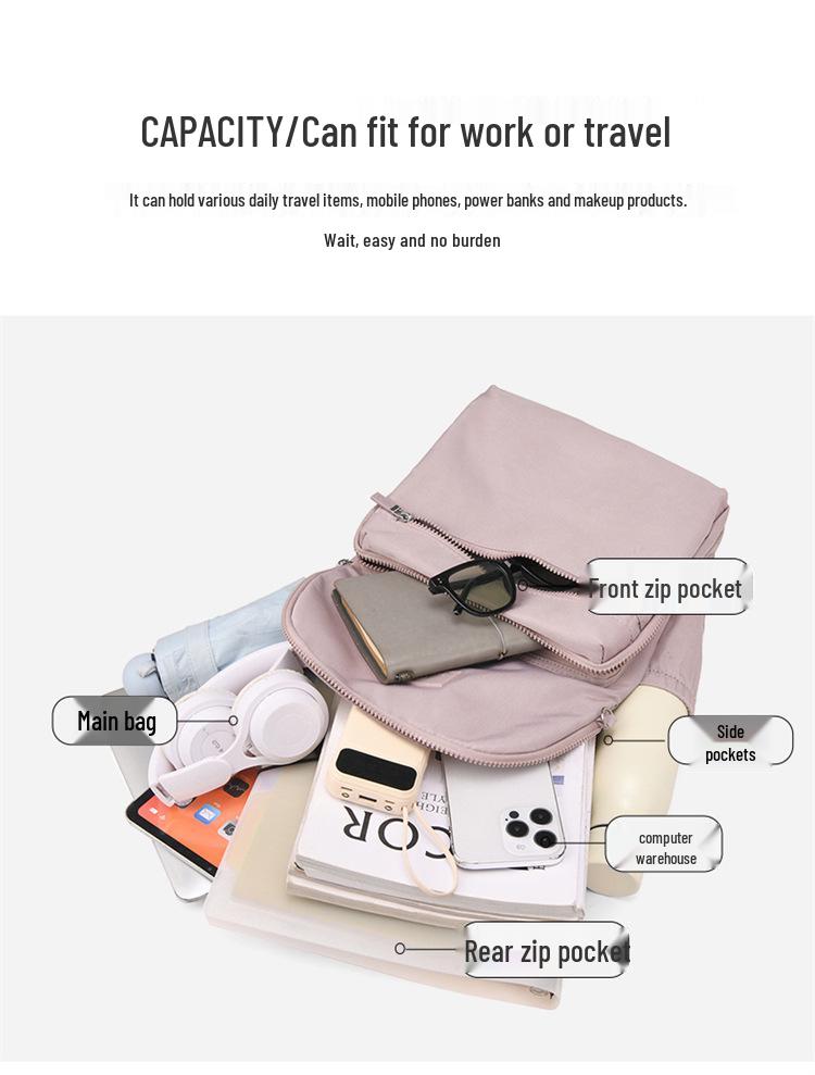 Large Capacity Unisex Splash-Proof Nylon Backpack: Travel, Casual, Fashionable, Suitcase Handle Compatible, School Bag