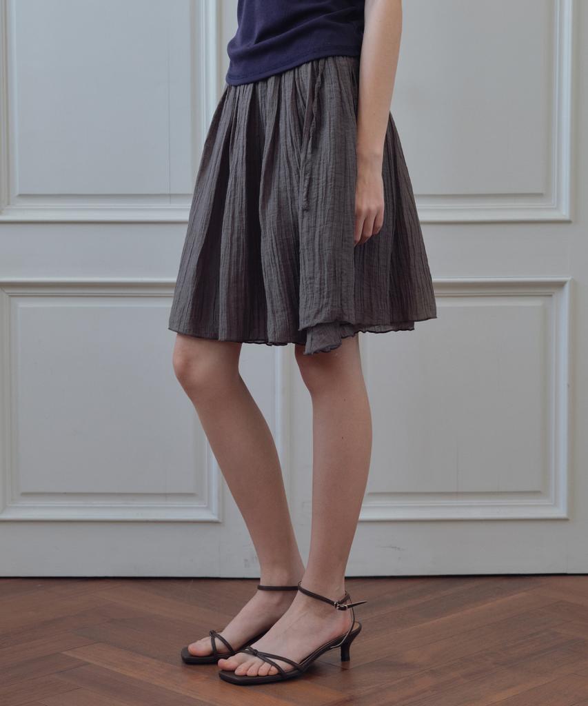 Cita Double Shirring Skirt_Cts633(Brown)