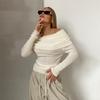 Sexy Off Shoulder Knitted Sweater for Women Fashion Autumn Slim Fit Solid Pullover Sweaters Women Slash Neck Long Sleeve Knitwears Tops 25081