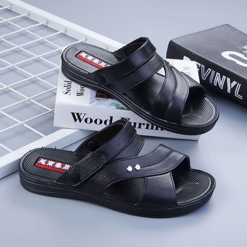 Vietnamese rubber dad sandals wear-resistant non-slip thick summer slippers outdoor men's beach shoes platform slippers