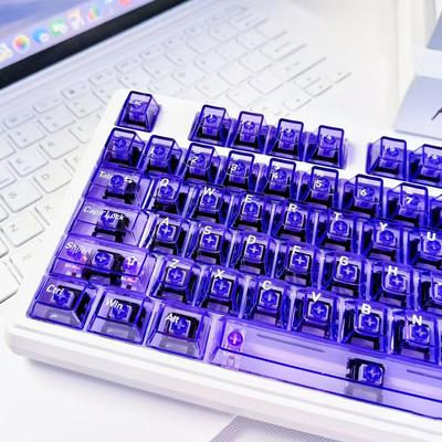 119 Touches Violettes Rétroéclairage RGB Touches Transparente PC Impression UV Touche Cristal Profil Cherry pour Interrupteurs MX Clavier Gamer