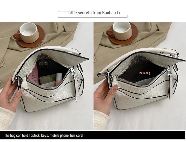 Prosta Jednolita Kolorowa Patchworkowa Torba na Ramię Crossbody z Ziarnistej Skóry Liczi