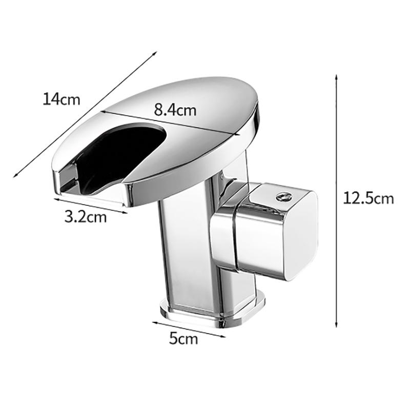 BAKALA Messing-Wasserfall-LED-Waschtischarmatur für Badezimmer, Kalt-/Warmmischarmatur, Kran-Waschtischarmatur, schwarzer Farbwechsel, angetrieben durch Wasserfluss