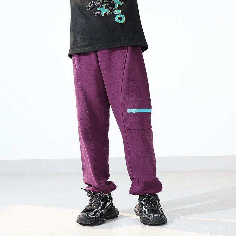 Spring and Autumn Crawler K-style Kids Casual Mid Waist Pants Children's Zipper Cargo Pants Boys' Pure Color Sports Pants