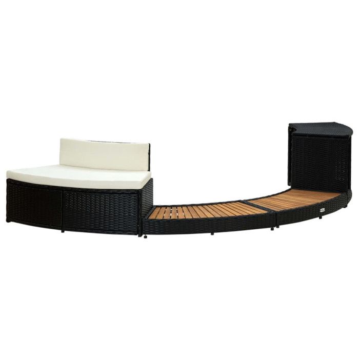 VidaXL Spa Frames Black Wicker and Acacia Wood