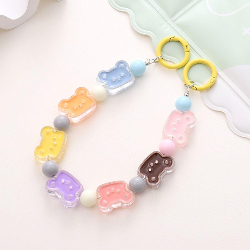 

Bear Mobile Phone Bead Chain Charm Mobile Phone Lanyard Beaded Lanyard Bead Phone Strap Girls Gift multicolor-bear