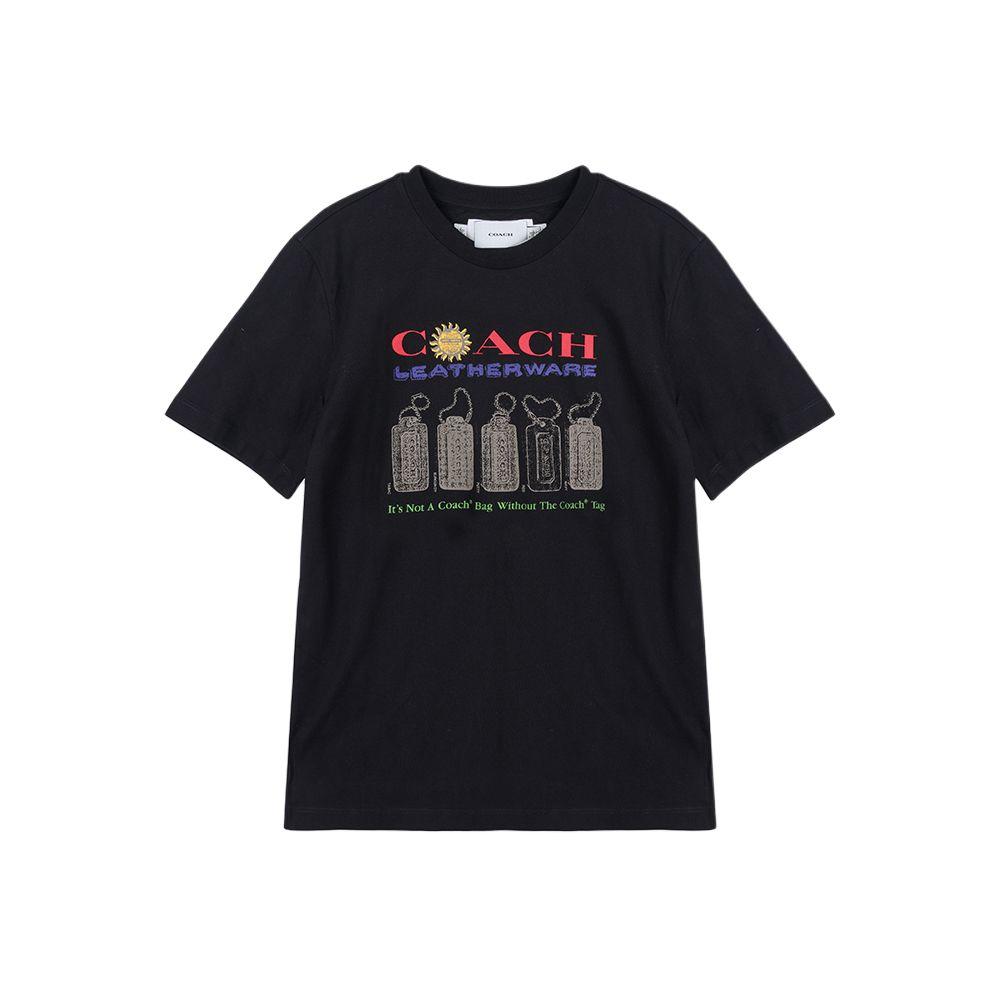 

Coach Cotton Patchwork Graphic Pattern Regular T-Shirt Women tops Black CZ069-BLK XS