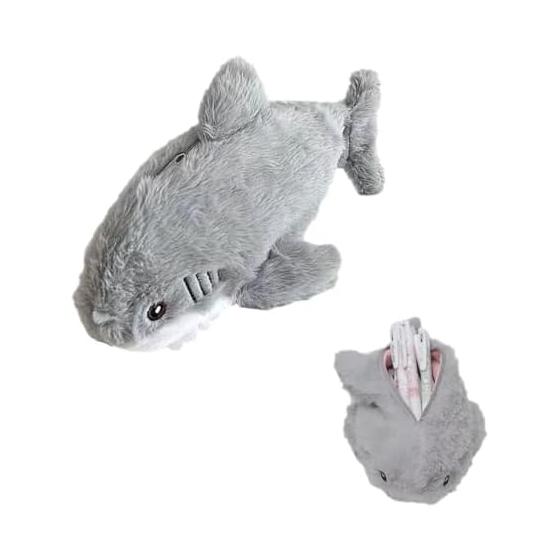 Stuffed Shark Pen Case, Cute Animal Pencil Case, Large Capacity Pen Pouch, Fluffy Shark Stuffed Animal, Korean Style Design, Zippered Accessory Case,