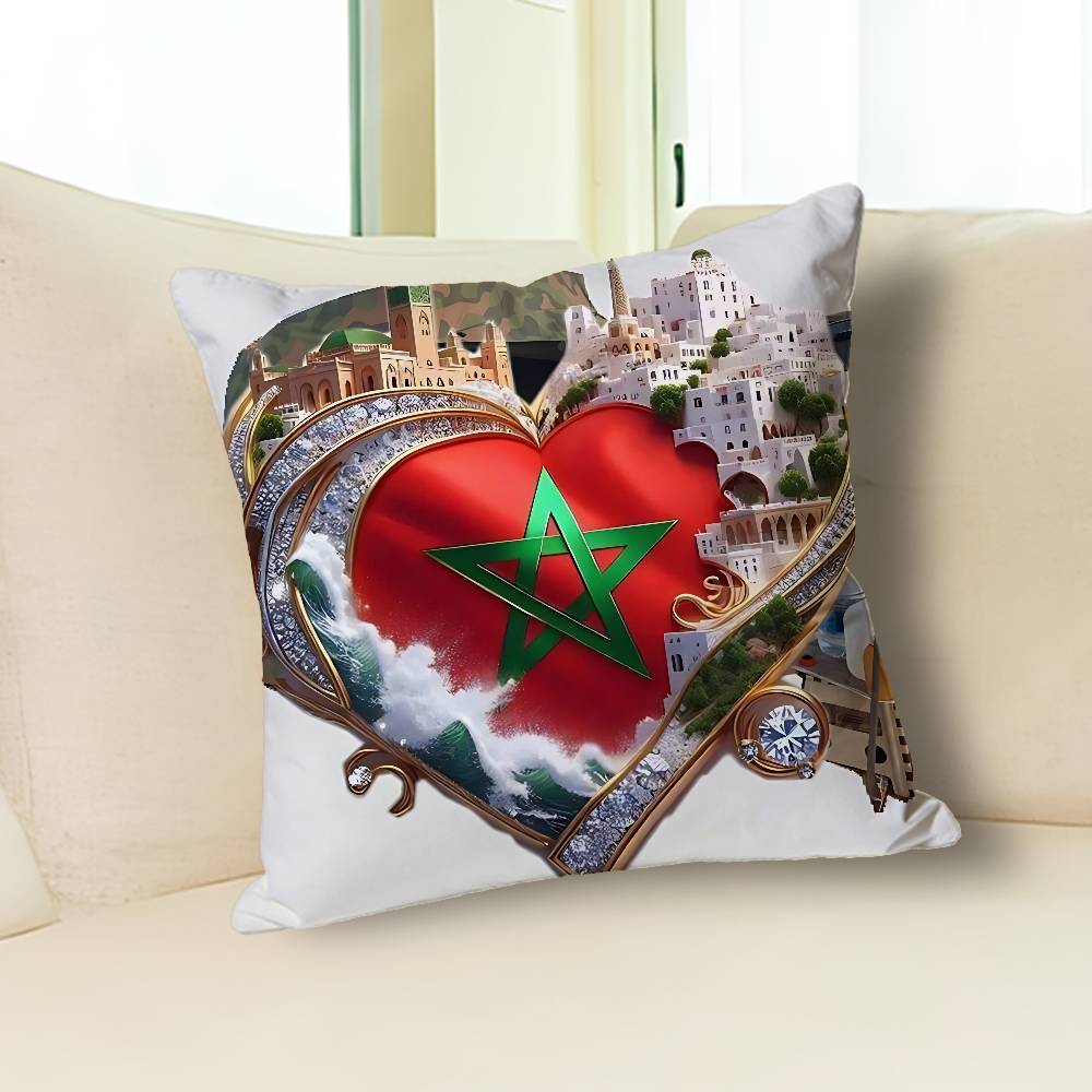 M-Moroccos Flag Map Various Sizes Square Pillow Case For Car Home Bedchamber Decor Custom Valentine gift