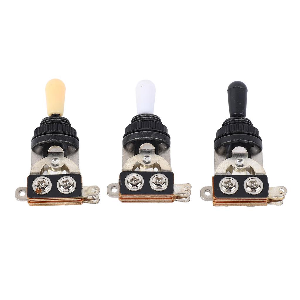 3pcs 3 Way Guitar Toggle Switches Short Straight Switch with Black White Cream Tips for Electric Guitar Black