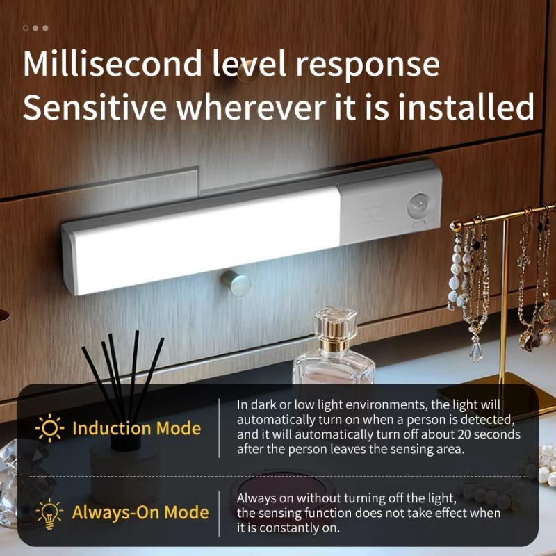 3 Colors Rechargeable LED Cabinet Lighting 25cm Bar Lights Motion Sensor Night Light Portable Human Infrared Induction Magnetic