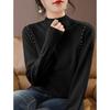 Autumn and winter new soft waxy fashion temperament semi-turtleneck inner sweater women's simple versatile loose knitted bottoming shirt