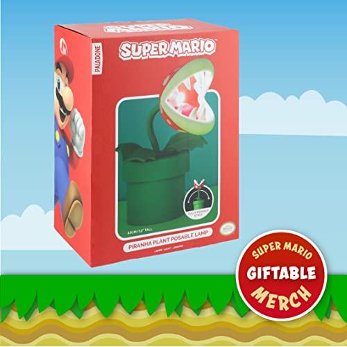 Paladone Piranha-Pflanze Pfotenlampe (BDP) | LED-Licht und flexibler Kopf | Offiziell lizenziert Super Mario | 33 cm hoch, USB-betrieben, Rot und Grün