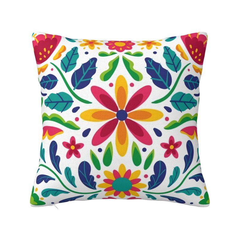 Mexikanische Otomi Blumenzusammensetzung Kunst Moderne Kissenhülle Wohnzimmerdekoration Volksblumenmuster Stuhlkissen