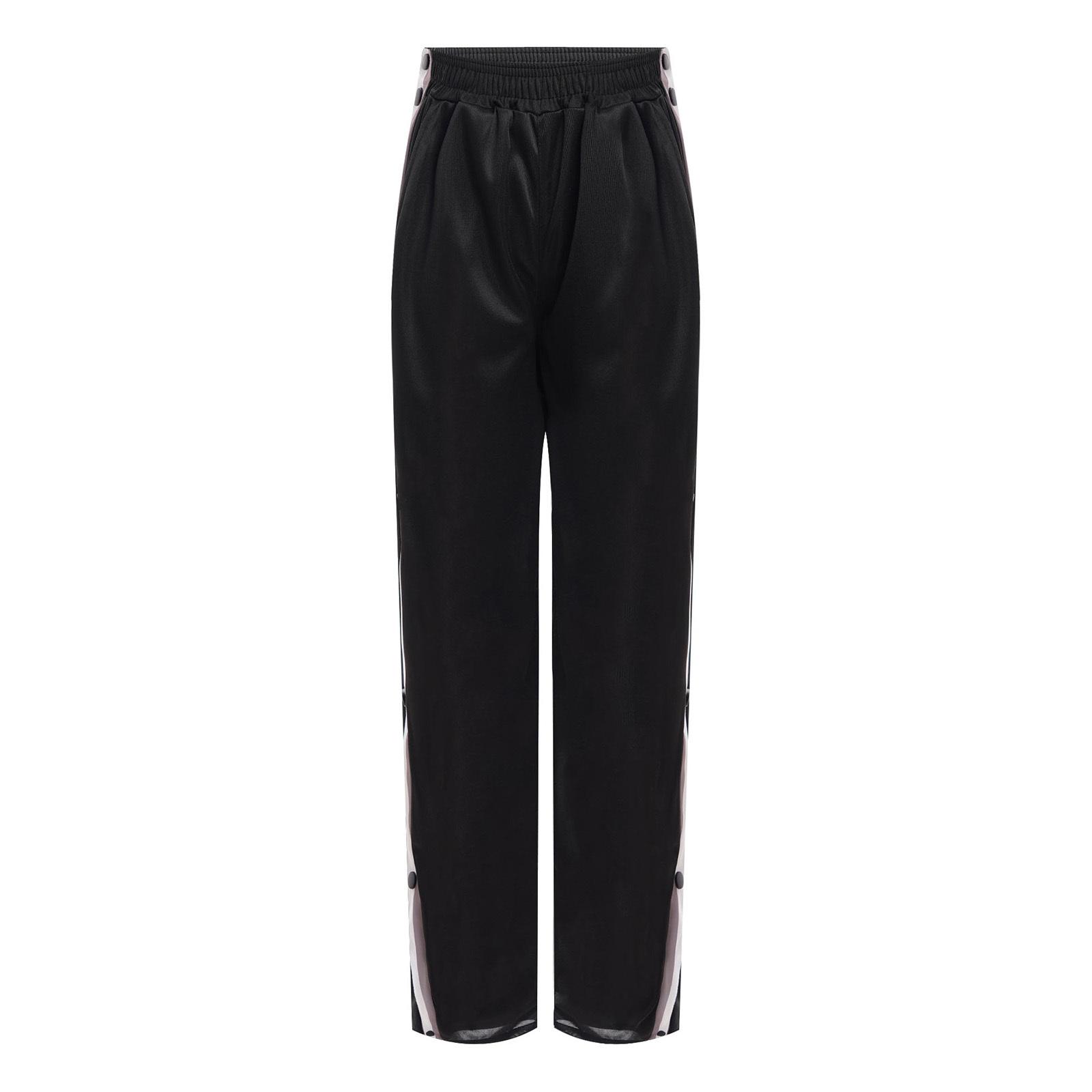 

Unisex Side Split Buttons Straight Leg Pants Elastic Waistband Color Block Trousers Sports Workout 15-16 Years чорний