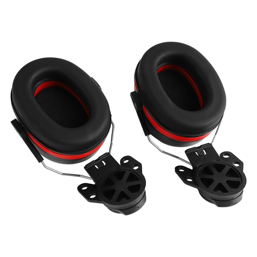 2Pcs Hard Hat Attachment Earmuff Noise Reduction Angle Adjustable Telescopic Helmet Earmuff Red Black