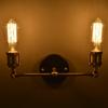 Vintage E26 Lamp Holder Wall Light AC110-120V Bronze Finish Wall Fixture Double Heads Iron Material Wall Lamp Stair Entry