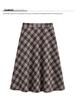 Woolen Plaid A-Line Skirt: Autumn/Winter 2025 High-Waist, Slimming, Hip-Covering Mid-Length for Women