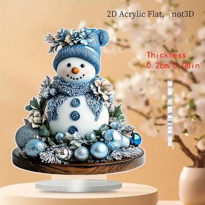 2D Flat, Bohemian Style Acrylic Snowman Desktop Decoration, Suitable for Wall Decoration, Porch, Room, Villa, Accents Home, Hallway, or Workplace - Ru