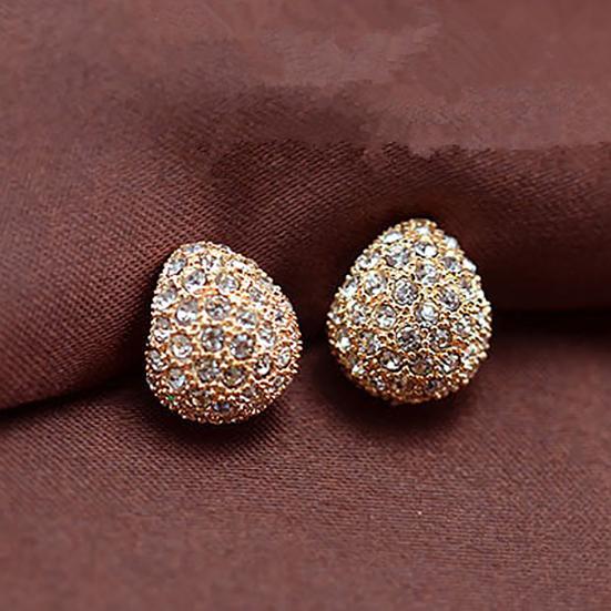 1 Pair Women Fashion Crescent Moon Shining Rhinestone Stud Earrings for Daily Life