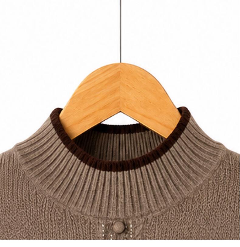 Hengyuanxiang Women's Semi-High Neck Knit Base Layer Sweater