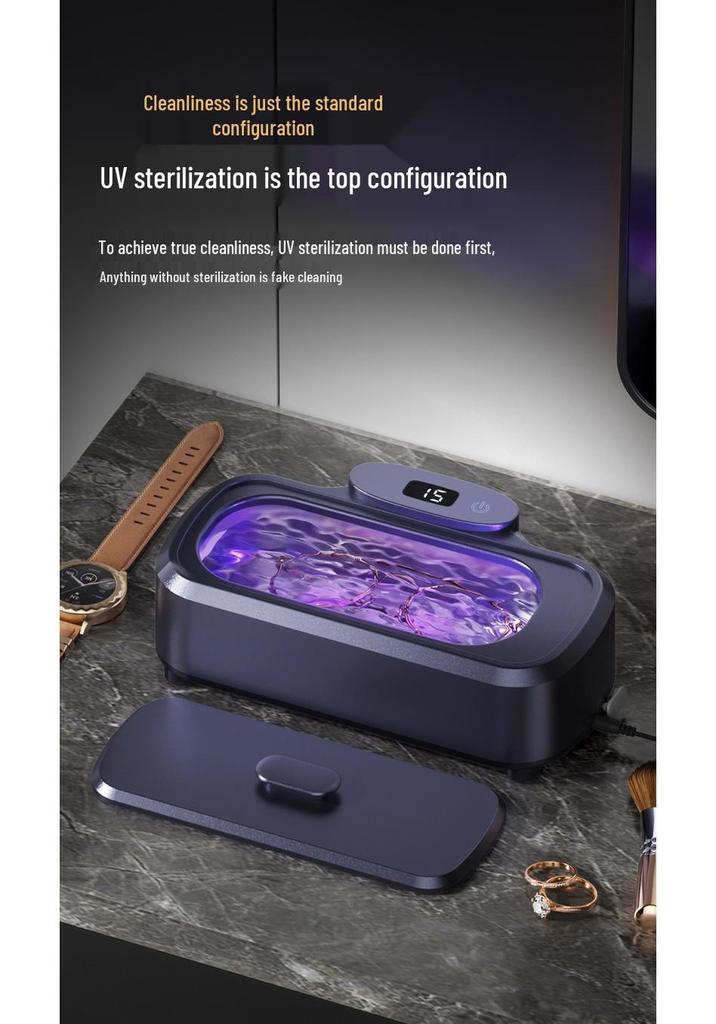 Portable UV Ultrasonic Cleaner for Glasses, Toothbrush, Dentures, and Brushes