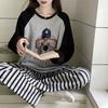 Douyin Live Pajamas Women's Round Neck Can Be Worn Outside, Autumn Simple Casual Style Women's Long-sleeved Loungewear Casual Suit