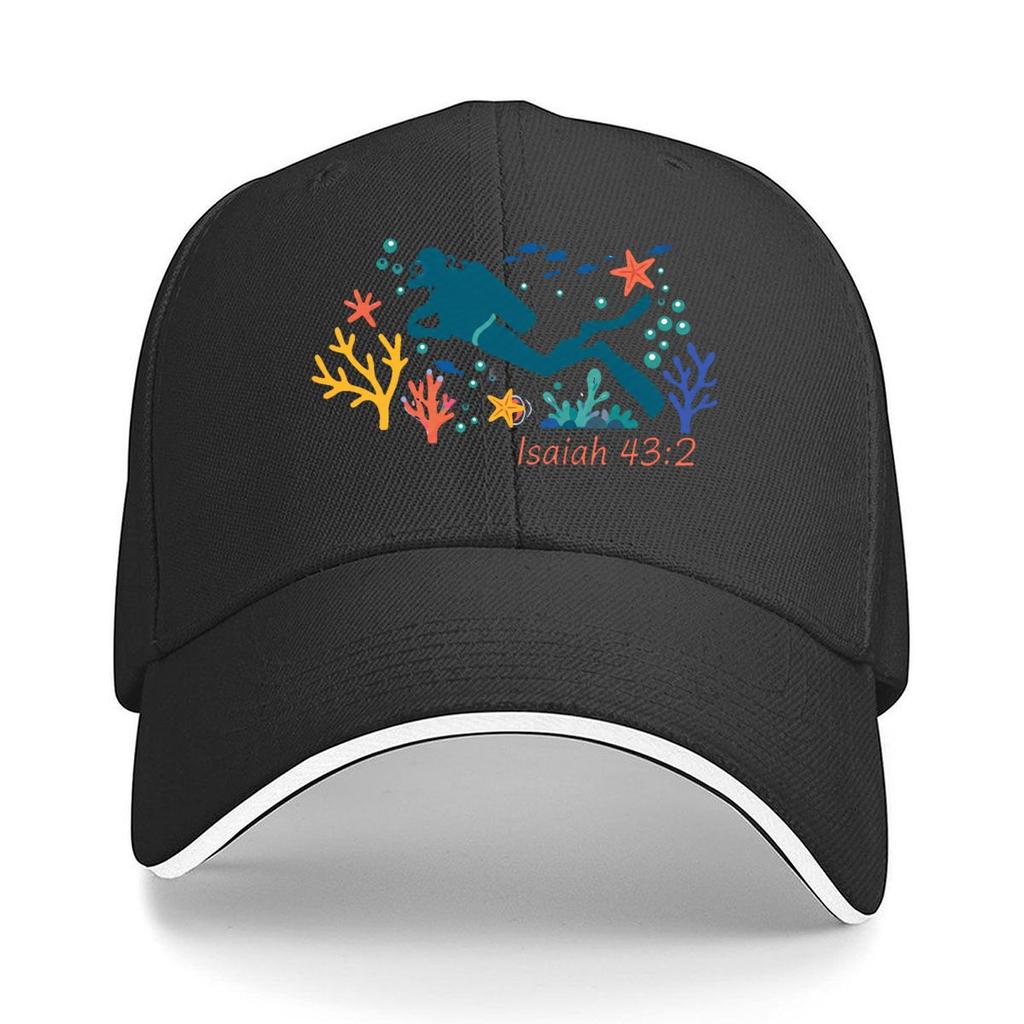 Isaiah Scuba Diver Ocean Coral Fish Sandwich Baseball Cap Sun Cap Outdoor Workouts Hat