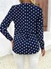 2025 Plus Size Women's Polka Dot Long Sleeve V-Neck Zipper Pullover Top