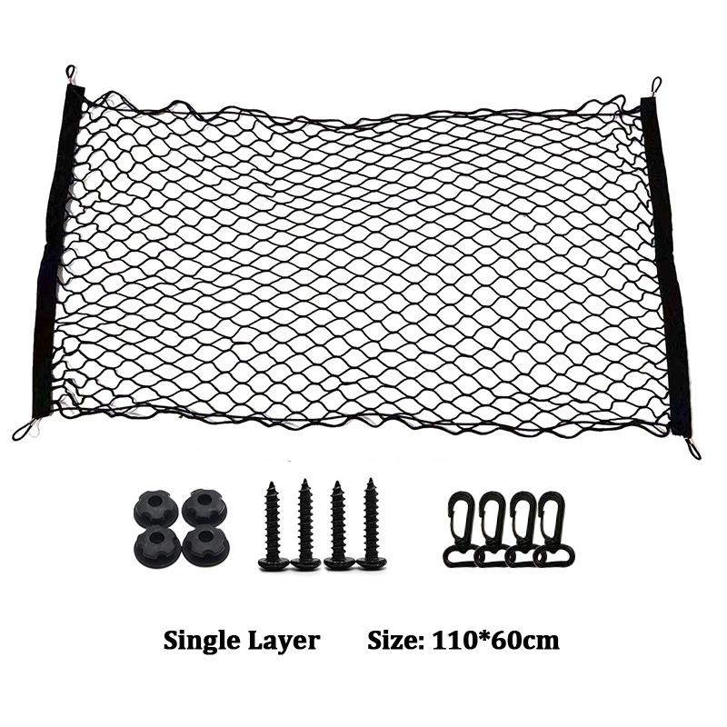 Universal Car Rear Trunk Net Mesh Elastic Nylon Back Cargo Storage Organizer Double Layer Luggage Grocery Holder Boot String