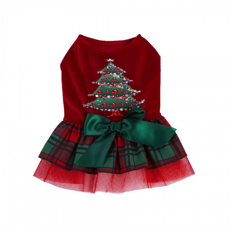 Christmas Dog Velvet Dress New Party Princess Style Pet Clothing Cats Dogs