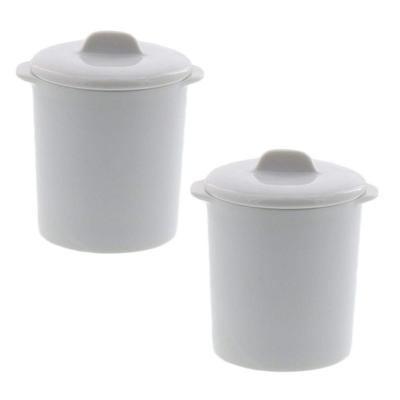 Nádobí East Chawanmushi Japonská kavárna ve stylu Japonekotto s víkem Sada 2 napařovací mísy Cocotte Polévka Cup Dezert Cup Set 2 s (Bílá, víko)