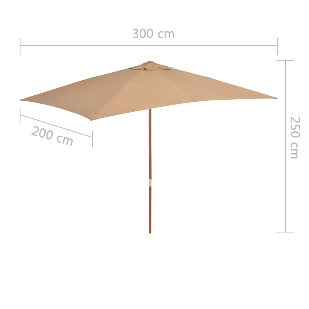 Wooden Mast Sun Umbrella 200 X 300 Cm Taupe